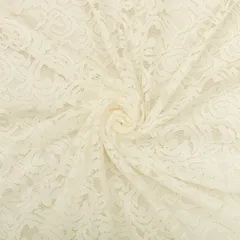 Ivory Floral Chantility Net Fabric