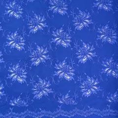 Gobelin Blue Floral Chantility Net Fabric