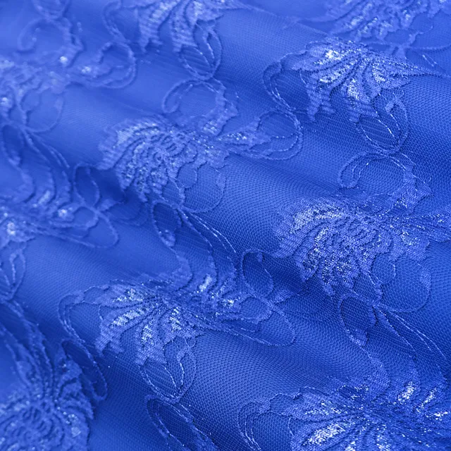 Gobelin Blue Floral Chantility Net Fabric