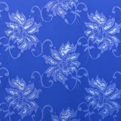 Marine Blue Floral Chantility Net Fabric