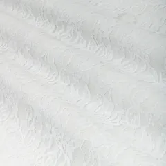 Paper White Floral Chantility Net Fabric