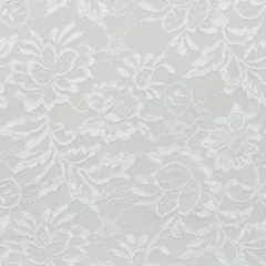 Paper White Floral Chantility Net Fabric
