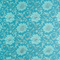 Cerulean Blue Floral Chantility Net Fabric