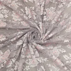 Graphite Gray Floral Chantility Net Fabric