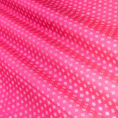 Raspberry Pink Brocade Gold Zari Booti Paudi Embrodiery Fabric