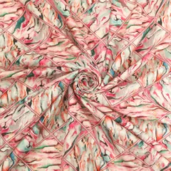Baby Pink Muslin Digital Floral Print Sequins Embroidery Fabric