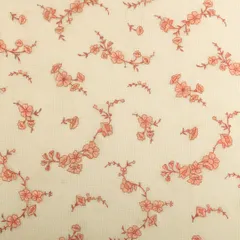 Ivory Kota Floral Print Thread Embroidery Fabric
