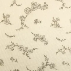 Off White Kota Floral Print Thread Embroidery Fabric