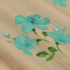 Mulmul Light Peach Overlay Floral Print Embroidery Fabric