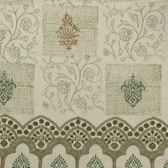 Cotton White Cotton Threadwork Dim Golden Sequins Embroidery Fabric