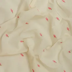 Salt White Cotton Big Panna Embroidery Fabric