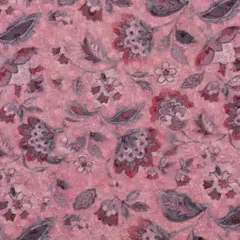 Bubblegum Pink Cotton Floral Print Thread Embroidery Fabric