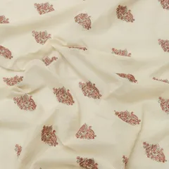 Beige Kota Threadwork Check Embroidery Fabric