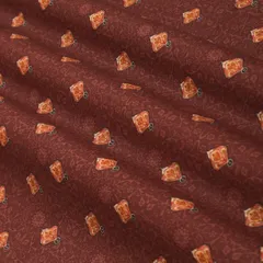 Almond Brown Motif Print Cotton Fabric