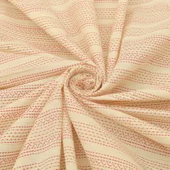 champagne Cream Zig-Zag Print Cotton Lurex Fabric
