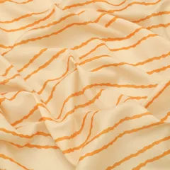 Cream and Mustard Stripe Print Cotton Fabric