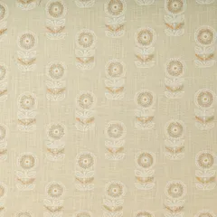 Cream and White Motif Foil Print Cotton Fabric