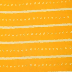 Marigold Yellow and White Stripe Print Chanderi Fabric
