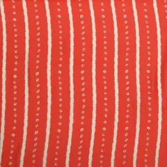 Scarlet Red and White Stripe Print Chanderi Fabric