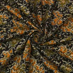 Indigo Blue Floral Print Cotton Fabric