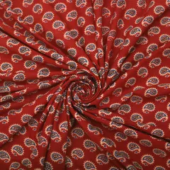 Maroon Red Ajrak Print Cotton Fabric
