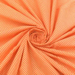 Cream and Peach Stripe Print Cotton Fabric