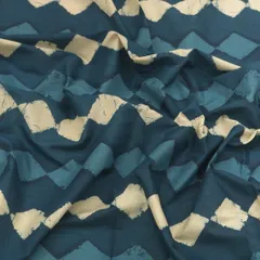Blue-Toned Checked Stripe Print Cotton Fabric
