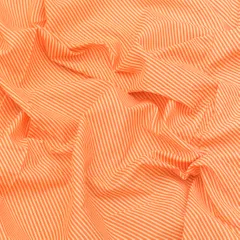 Cream and Peach Stripe Print Cotton Fabric