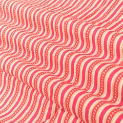 Fuschia Pink and White Stripe Print Cotton Fabric
