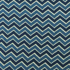Cobalt Blue and White Zig-Zag Indigo Print Cotton Fabric