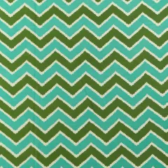 Turquoise Green and White Zig-Zag Print Cotton Fabric