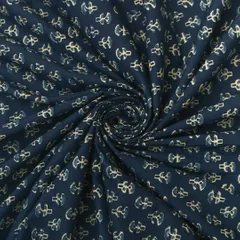 Midnight Blue Motif Indigo Print Cotton Fabric
