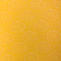 Mustard Yellow Motif Print Cotton Fabric