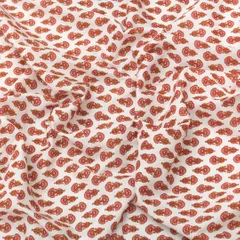 Off-White and Pink Floral Print Cotton Fabric