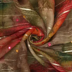 Multicoloured Ombre Textured Gota Work Embroidery Chinon Chiffon