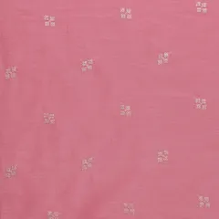 Bubblegum Pink Motif Embroidery Chanderi Fabric