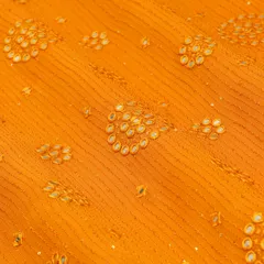 Honey Yellow Georgette Floral Sequin Embroidery Fabric
