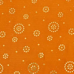 Honey Yellow Georgette Floral Sequin Embroidery Fabric