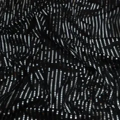 Black  Shimmer Lycra Silver Foil Work Fabric