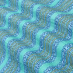 Blue Cotton Stripe Pattern Print Fabric