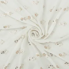 Daffodil White Sequins Embroidery Georgette