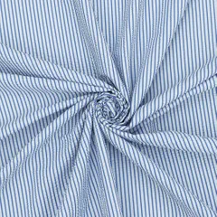 Lace White and Blue Striped Print Bubble Cotton
