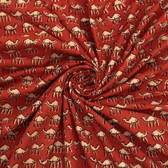 Brown Cotton Animal Digital Print Fabric