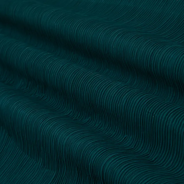 Midnight Green Pleated Georgette Plain Fabric