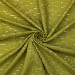 Olive Green Sequins Embroidery Linen Fabric