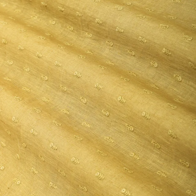 Camel Beige Sequins Embroidery Linen Fabric