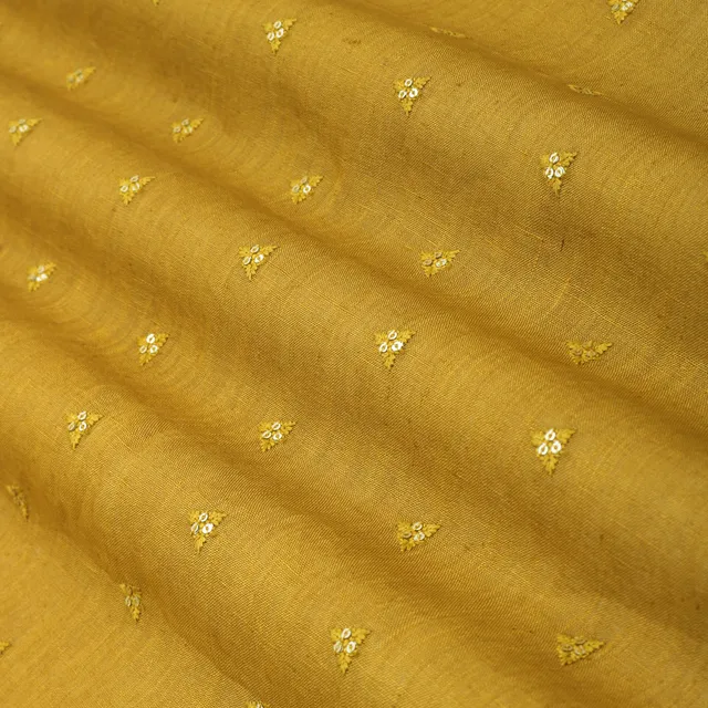 Camel Beige Threadwork Embroidery Linen Fabric