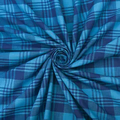Sapphire Blue Pleated Print Cotton Linen Fabric