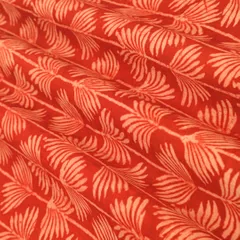 Brick Red Motif Print Satin Silk Fabric