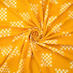 Yellow Cotton Batik Print ThreadworkEmbroidery Fabric